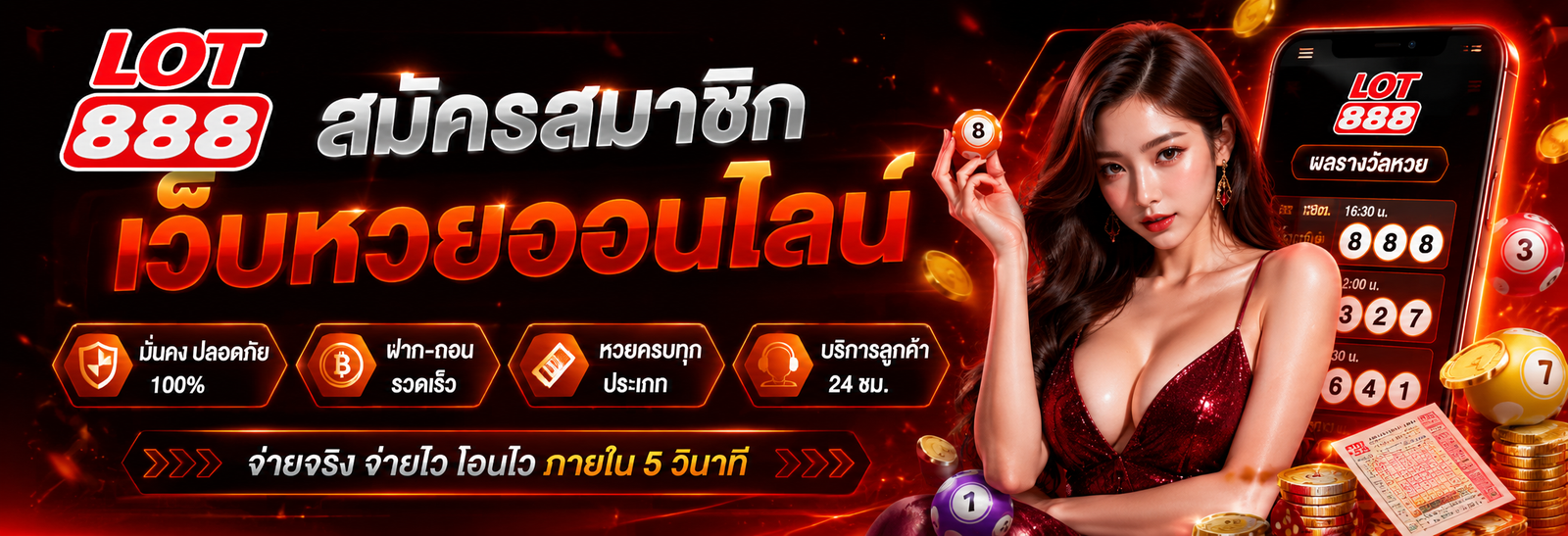 สมัครสมาชิก LOT888 จ่ายจริงโอนไวภายใน 5 วินาที